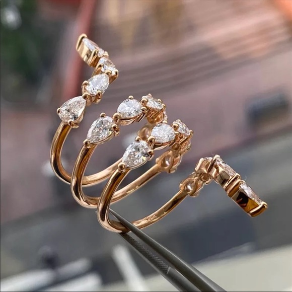 *NEW* 18K Rose Gold Party Diamond Adjustable Ring - Picture 4 of 6